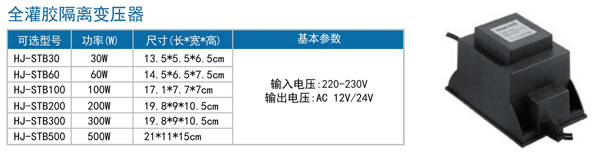 全灌胶方形隔离变压器参数.jpg