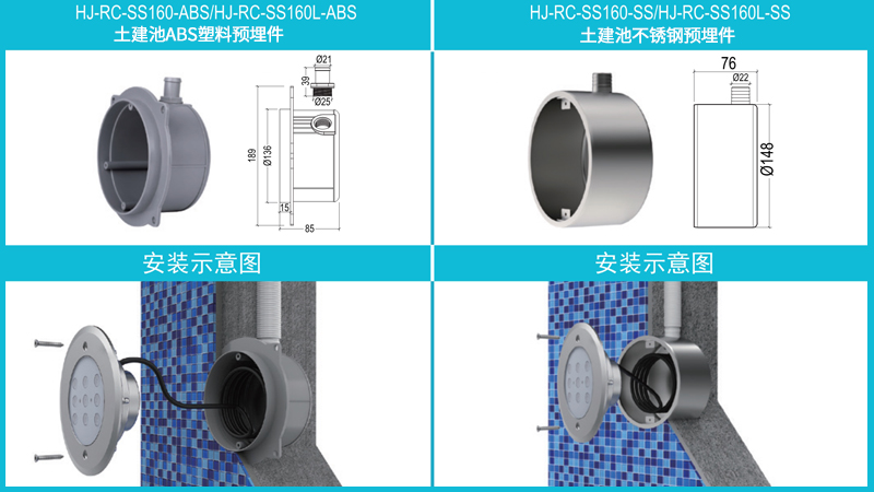 水下泳池灯预埋件材质