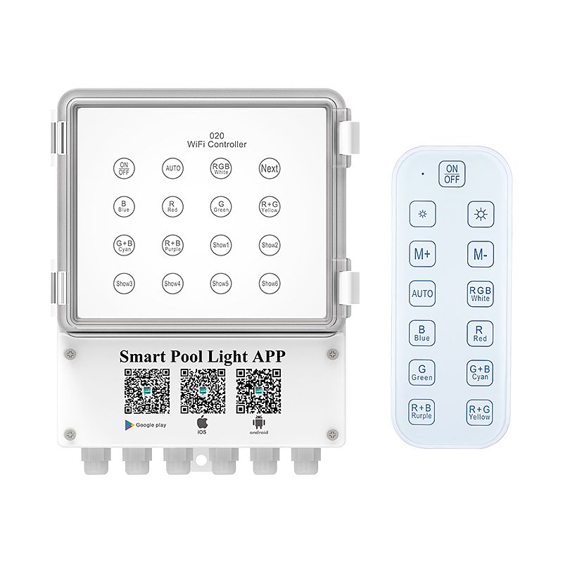 HJ-020 水下泳池灯光控制器遥控器蓝牙WiFi手机APP调光